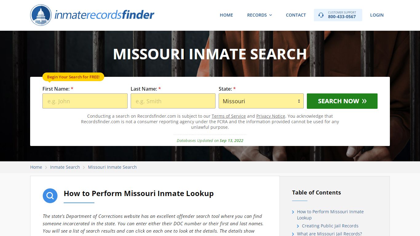 Missouri Inmate Search - Jail & Prison Records Online - RecordsFinder